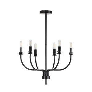Candelabru din metal negru cu 6 becuri Amy Max Thai Natura