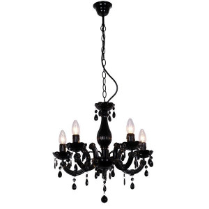 Candelabru negru din metal cu 5 becuri Magnolia Zuma Line