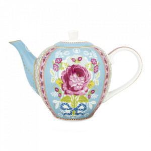 Ceainic multicolor din portelan 1,6 L Floral Blue Pip Studio