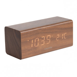 Ceas de masa dreptunghiular maro din lemn 7x16 cm Matthew Present Time