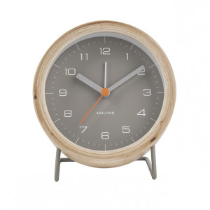 Ceas de masa rotund maro/gri din lemn 11x12 cm Dome Present Time