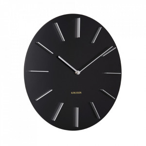 Ceas de perete rotund negru din MDF 40 cm Discreet Present Time