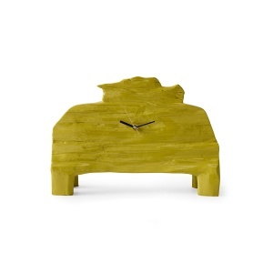 Ceas galben din lemn 28x40 cm Mantle Kliving