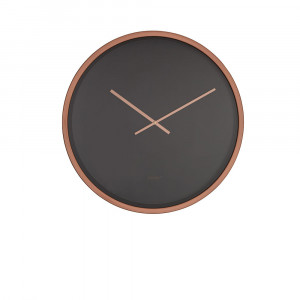 Ceas negru rotund din otel si cupru 60 cm Time Bandit Black/Copper Zuiver