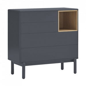 Comoda gri antracit/maro din lemn 90 cm Corvo Teulat