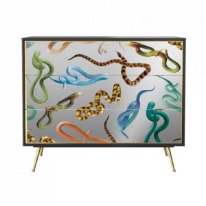 Comoda multicolora din sticla si MDF 120 cm Snakes Toiletpaper Seletti