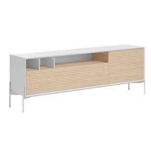 Comoda TV alba/maro din MDF si lemn de frasin 187 cm Marielle Kave Home