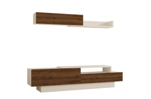 Comoda TV cu raft alb/maro Elda The Home Collection
