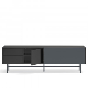 Comoda TV gri/neagra din metal 180 cm Nube Teulat
