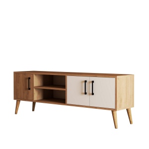 Comoda TV maro stejar/alba din lemn 150 cm Exxen The Home Collection