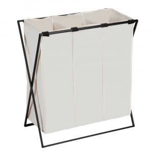Cos de rufe bej/negru din fibre sintetice 48 L Hamper Trio Wenko