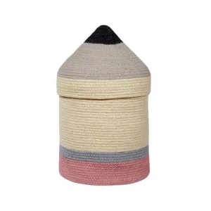 Cos multicolor cu capac din bumbac Pencil Large Lorena Canals