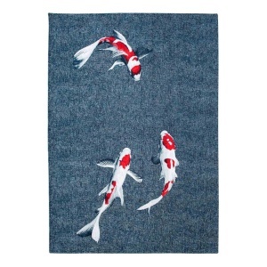 Covor albastru din fibre sintetice Japanese Pond Louis de Poortere (diverse dimensiuni)