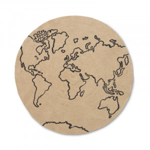 Covor crem/negru din fibre naturale 100 cm World Ferm Living