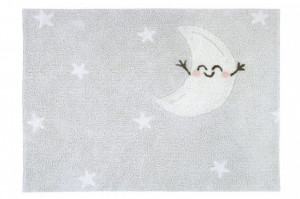 Covor dreptunghiular gri din bumbac pentru copii 120x160 cm Happy Moon Lorena Canals