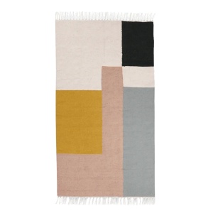 Covor multicolor din fibre naturale 80x140 cm Squares Ferm Living