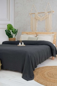 Cuvertura gri antracit din bumbac 220x240 cm Marla Double The Home Collection