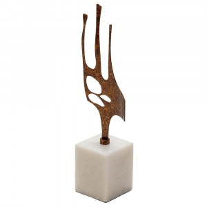 Decoratiune alba/aurie din marmura 38 cm Zia Thai Natura