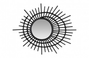Decoratiune cu oglinda neagra din ratan pentru perete 75 cm Eye Versmissen