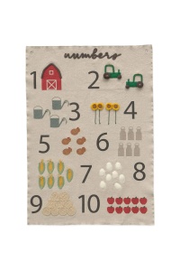 Decoratiune de perete din bumbac bej 70x100 cm Farm Numbers Lorena Canals