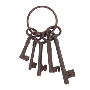 Decoratiune de perete maro din metal 8x22 cm Key Ring Esschert Design