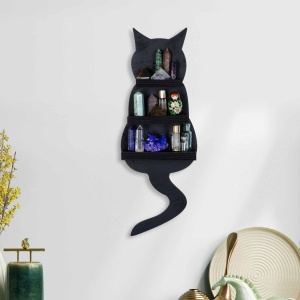 Decoratiune de perete neagra 17x48 cm Cat The Home Collection