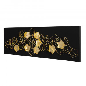 Decoratiune de perete neagra/aurie din lemn 60x180 cm Betrie Thai Natura