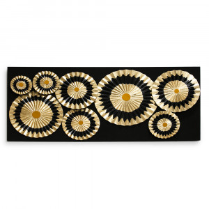 Decoratiune de perete neagra/aurie din lemn 80x180 cm Owens Thai Natura