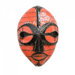 Decoratiune de perete portocalie/neagra din metal 95x140 cm Mask Versmissen