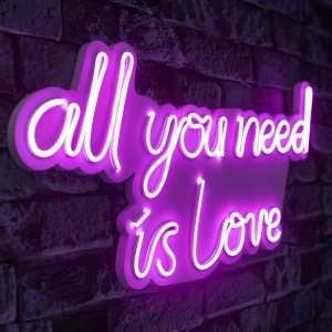 Decoratiune luminoasa roz din plastic All You Need is Love The Home Collection