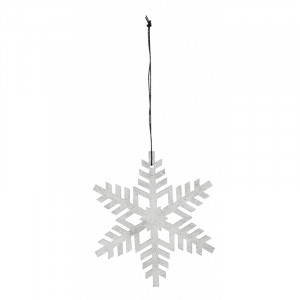 Decoratiune suspendabila alba/gri argintiu din placaj Snowflake Nordal