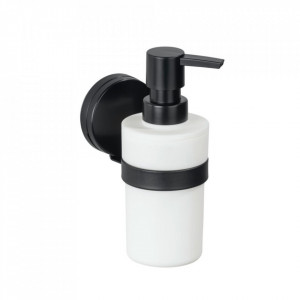 Dispenser sapun lichid de perete negru/alb din otel si plastic 220 ml Pavia Wenko
