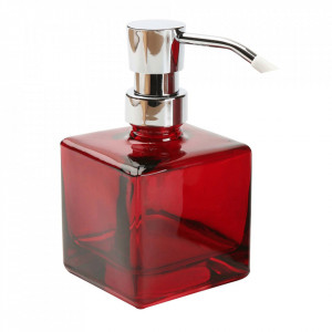 Dispenser sapun lichid rosu din sticla 7x14 cm Eva Versa Home