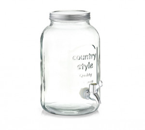 Dozator transparent/argintiu din sticla si inox pentru bauturi 3,5 L Beverage Dispenser Zeller