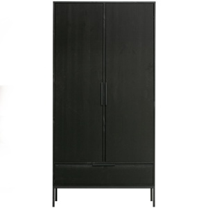 Dulap negru din lemn 200 cm Adam Woood