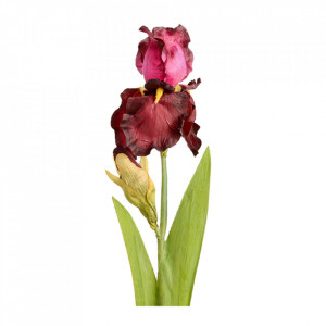 Floare artificiala rosie burgund din poliester si fier 66 cm Iris Iberica Lou de Castellane