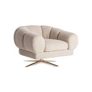 Fotoliu alb antic/auriu din textil Elise Vical Home