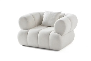 Fotoliu alb din textil Petra Boucle The Home Collection