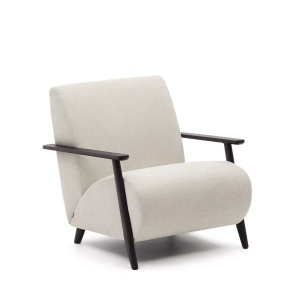 Fotoliu bej perla/maro wenge din textil Meghan Chenille Kave Home