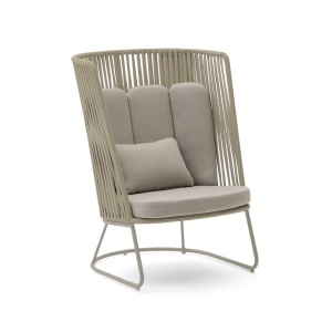 Fotoliu exterior crem din metal Saconca Kave Home