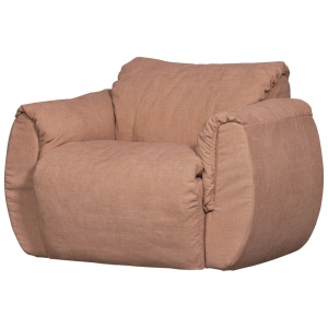 Fotoliu rotativ roz din textil Baggy Chenille Woood
