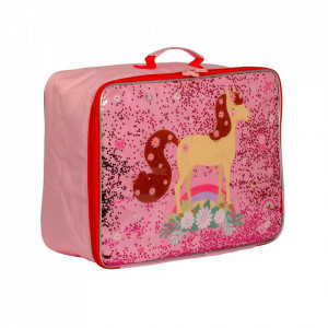 Geanta de voiaj multicolora din poliester Glitter Horse A Little Lovely Company