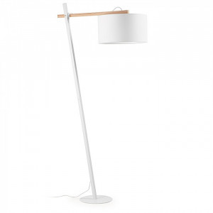 Lampadar alb cu abajur din bumbac 170 cm Aimy Kave Home