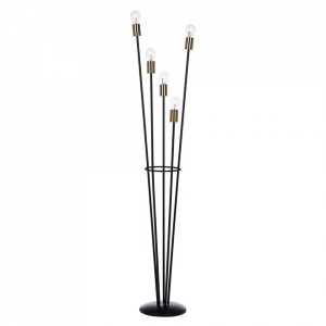 Lampadar negru/auriu din metal cu 5 becuri 155 cm Torch Bizzotto