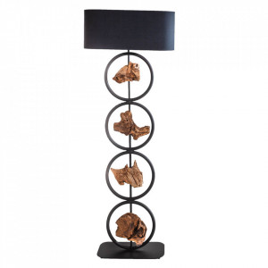 Lampadar negru/maro din lemn de salcam si bumbac 147 cm Elements Invicta Interior
