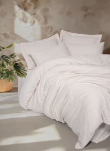 Lenjerie de pat bej din fibre naturale Basic Double The Home Collection