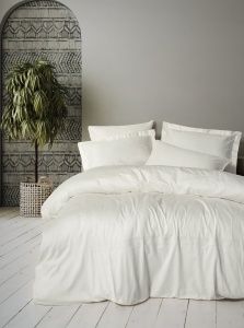 Lenjerie pat ecru din bumbac Luxe Double The Home Collection