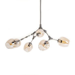Lustra argintie din metal cu 6 becuri Jhana Vical Home