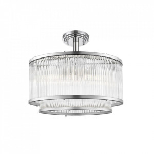 Lustra argintie/transparenta din metal cu 5 becuri Sergio Zuma Line