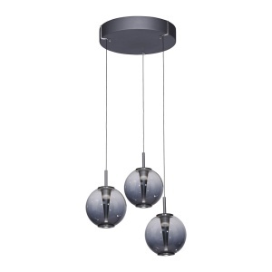Lustra gri din sticla cu 3 LED-uri Pure Zuma Line